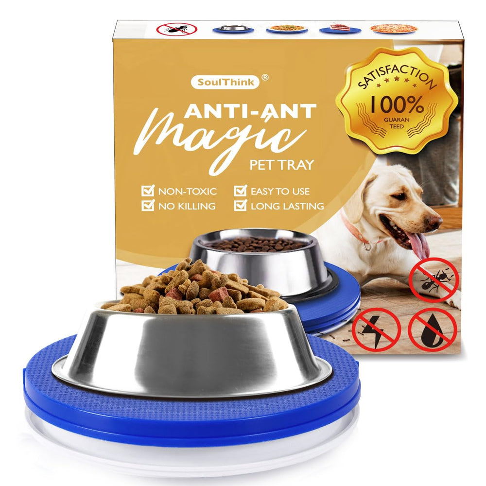 SoulThink Ant Proof Bowl Tray closeup showing safe, chemical-free protection for pet meals.