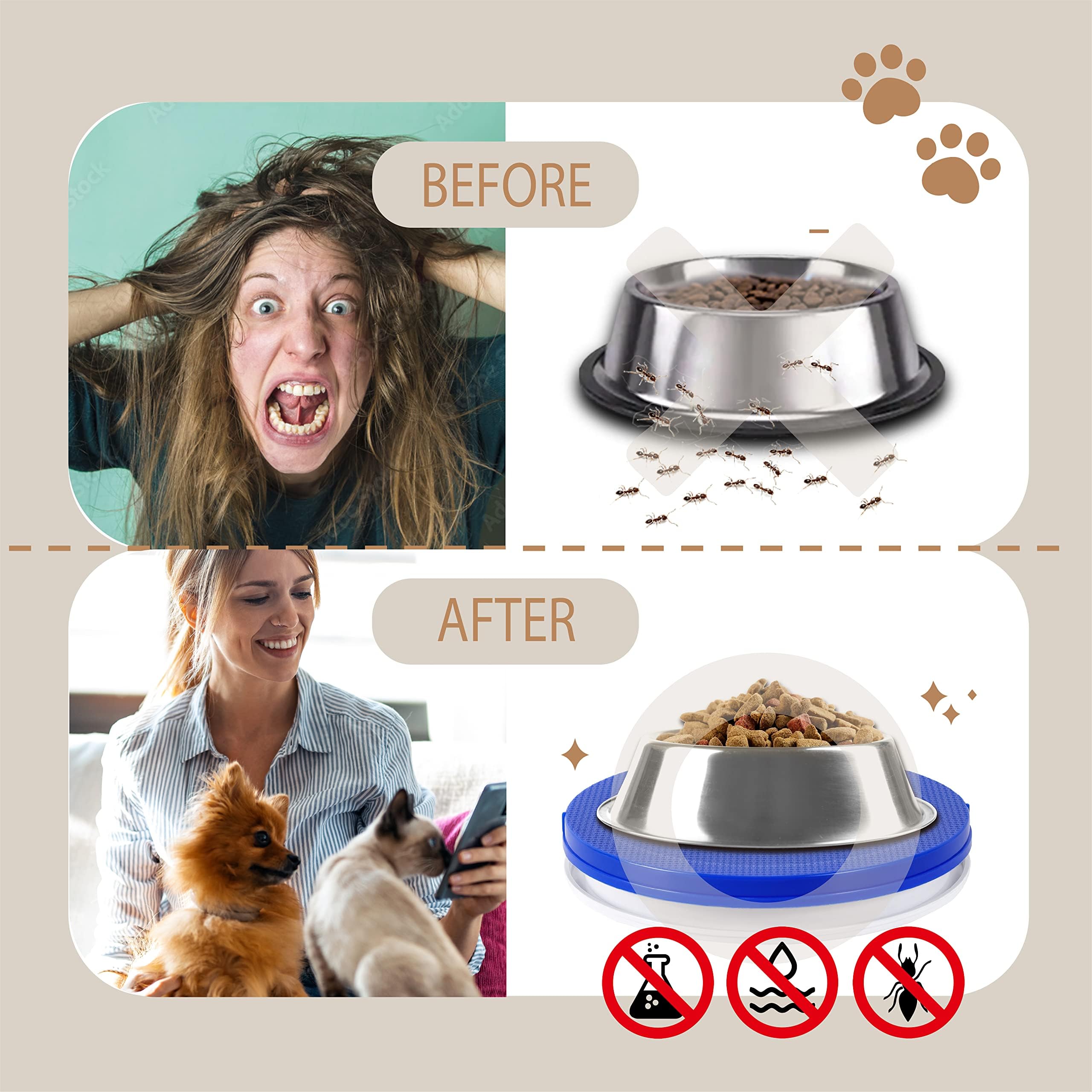 SoulThink Ant Proof Bowl Tray mess-free design minimizes spills and cleanup.