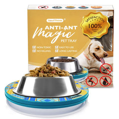 SoulThink ant proof tray with mountain totem design protecting pet meals outdoors