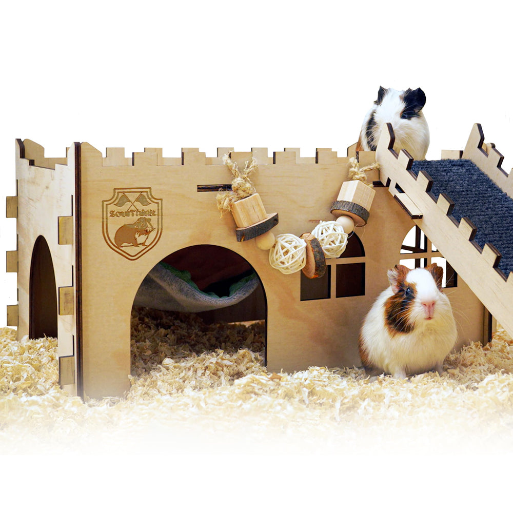 SoulThink guinea pig castle with hammock offers a cozy hideout for small pets.