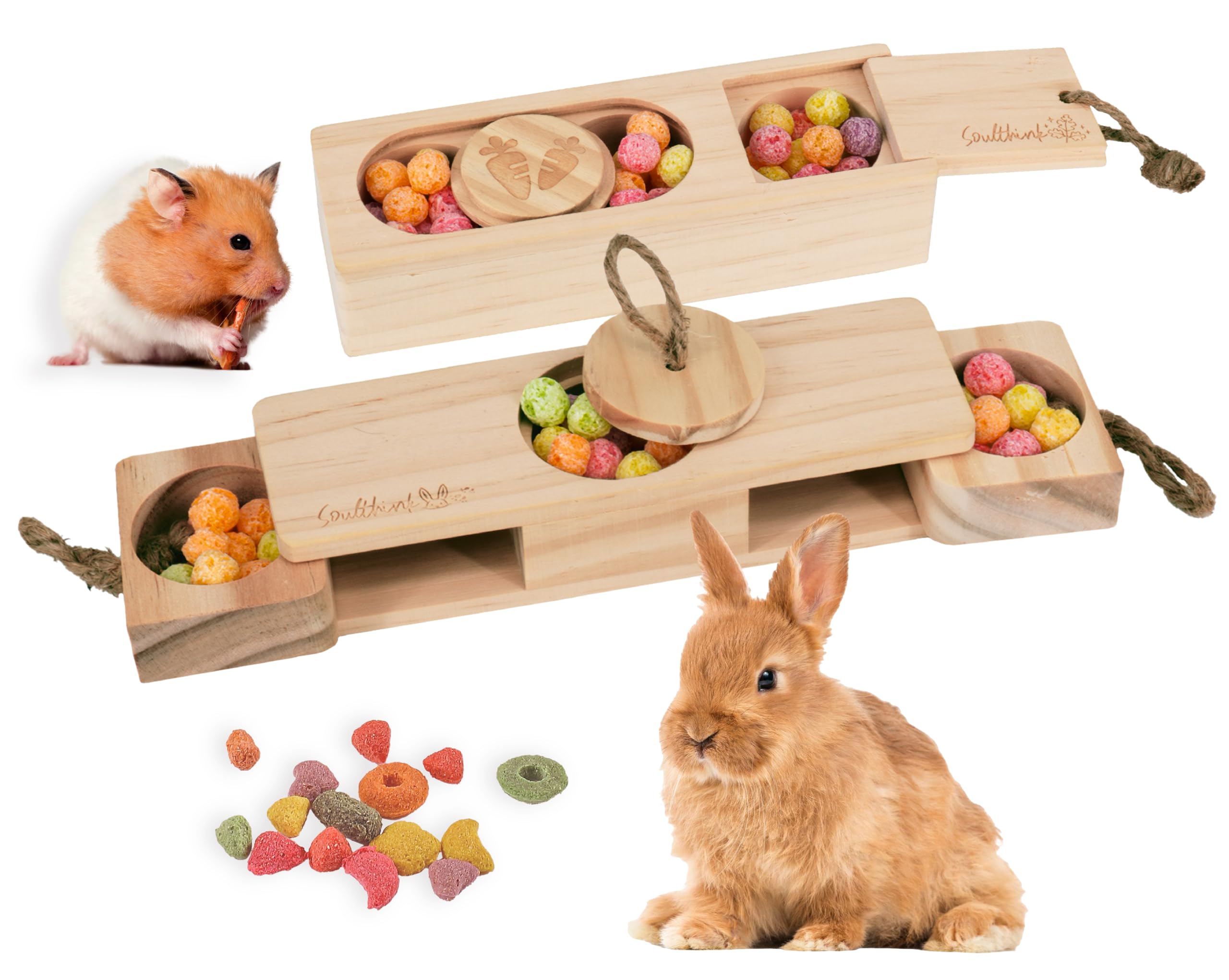SoulThink Sniff n' Snack bunny toy cabinet drawer stimulates digging and sniffing.