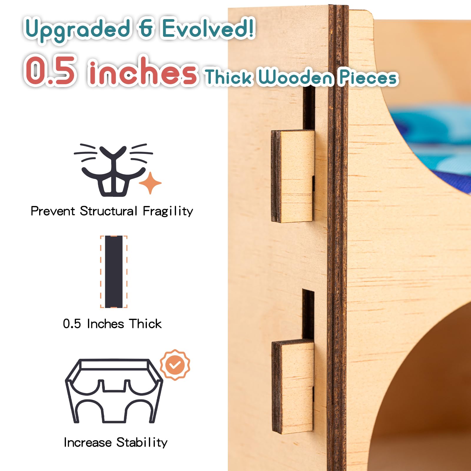 SoulThink sugar pine wood with natural texture and durable chew-friendly surface