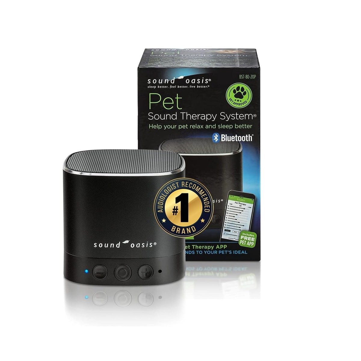 Sound Oasis pet sound machine front view calms pets with familiar sounds