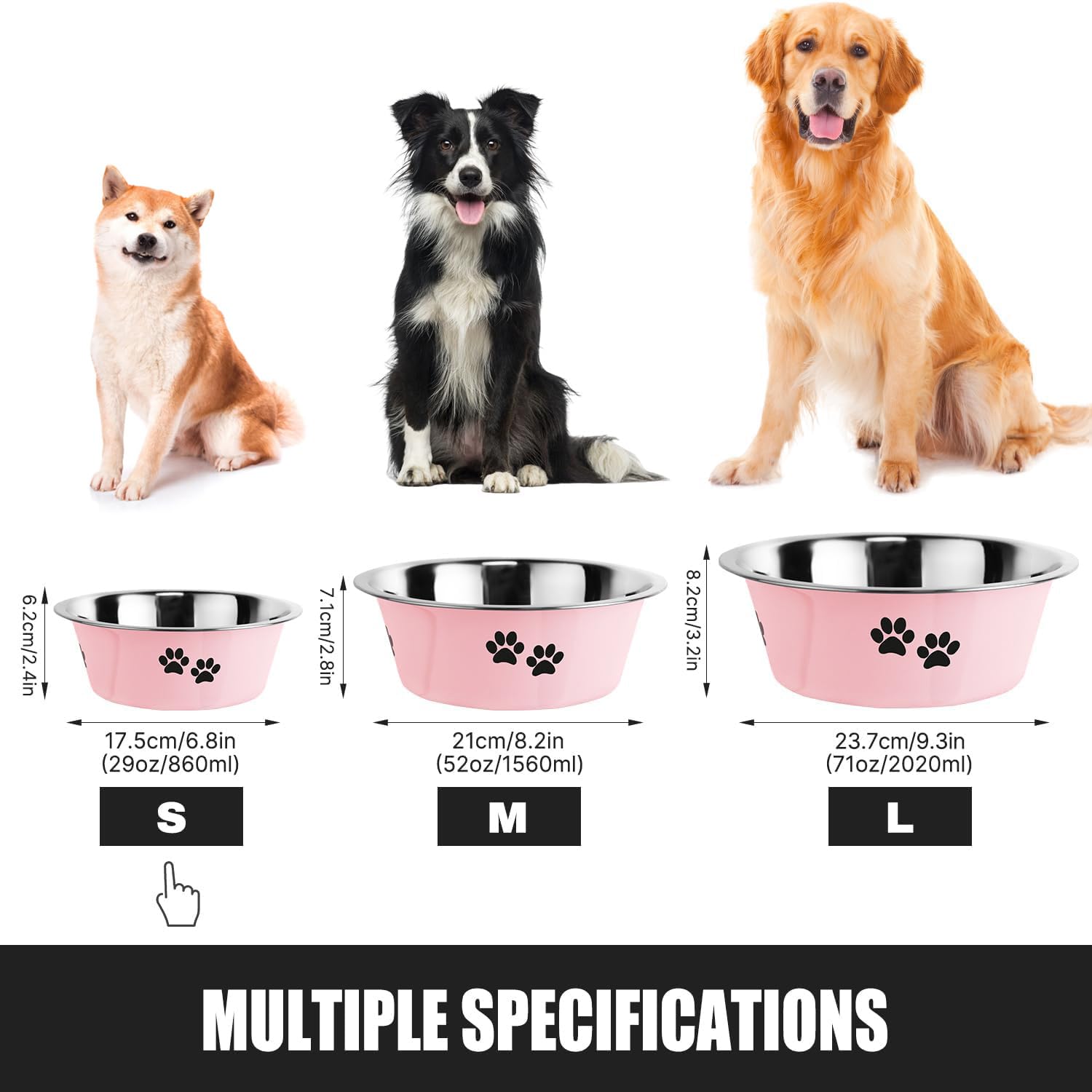 SOUXU 3.6 cup pink bowl fits small and medium dogs.