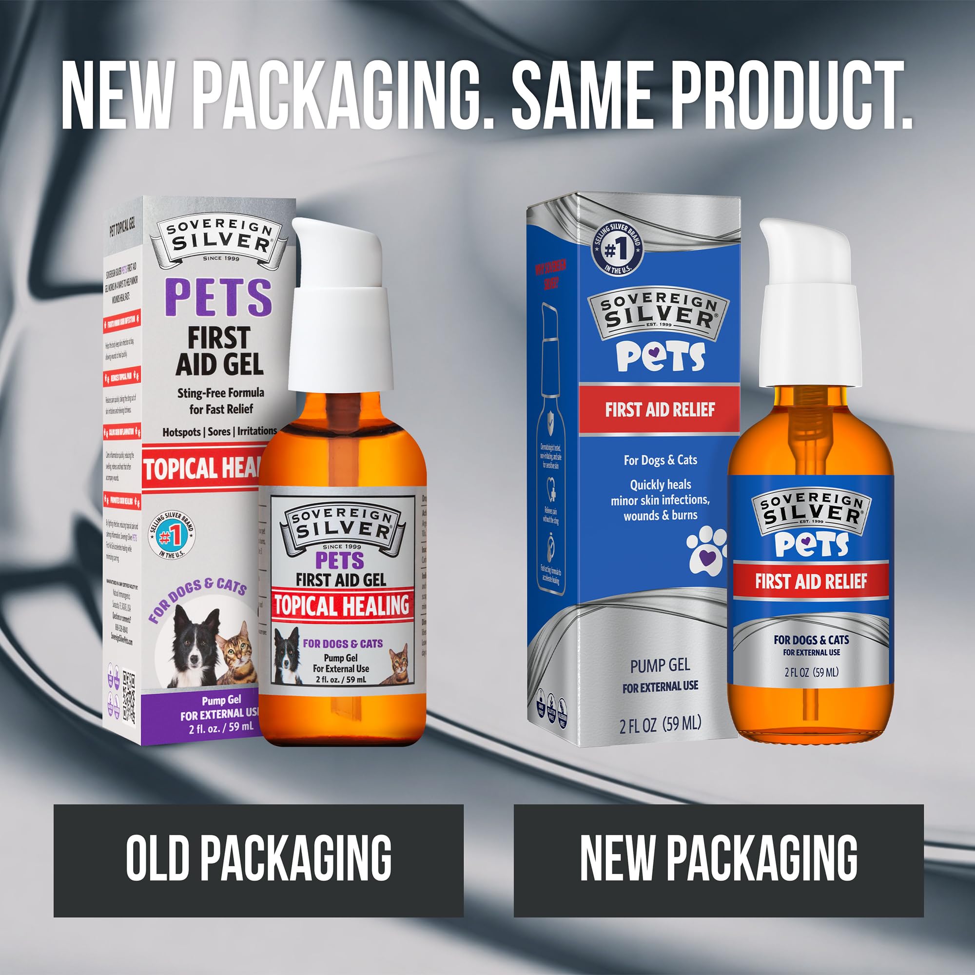 Sovereign Silver Pets First Aid Gel bottle close-up shows clean, GMP-certified packaging.