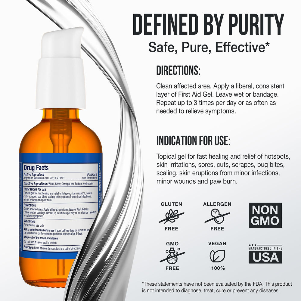 Sovereign Silver Pets First Aid Gel texture close-up reveals smooth, non-stinging formula.
