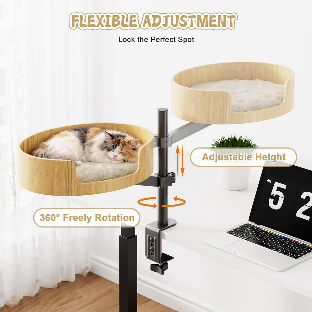 Spacocld Cat Desk Bed 360° rotation keeps your cat close from any angle