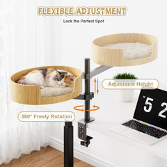 Spacocld Cat Desk Bed 360° rotation keeps your cat close from any angle