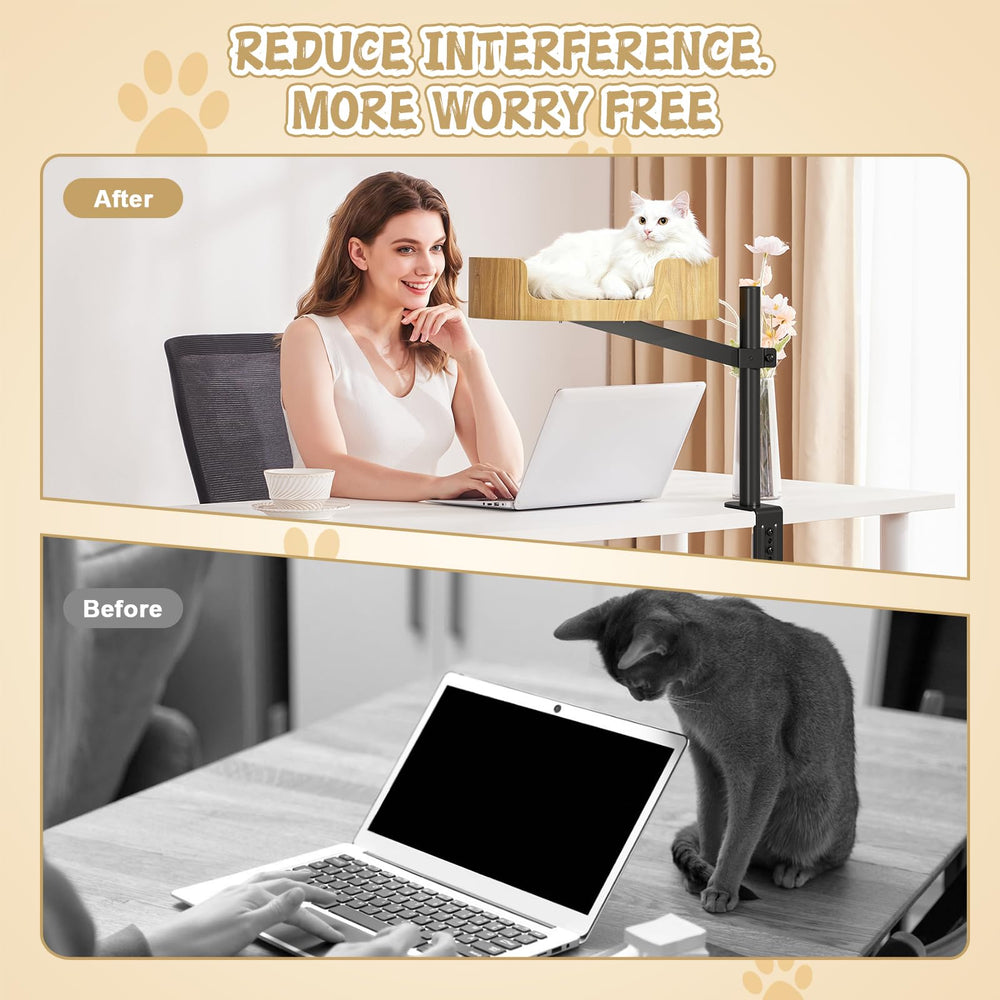 Spacocld Cat Desk Bed tool-free clamp installation enables quick setup