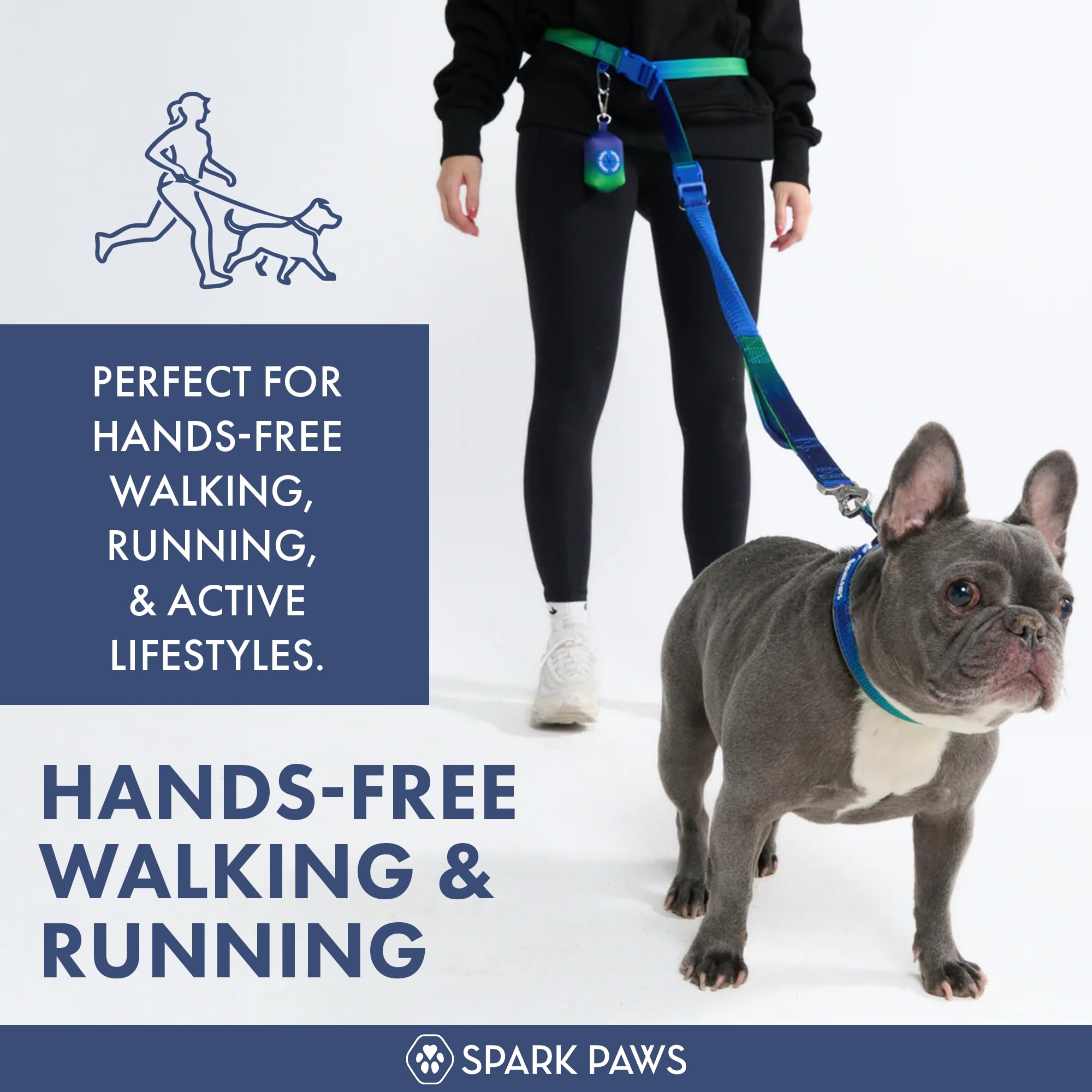 Spark Paws Bungee Leash absorbs shocks to reduce arm strain during sudden lunges.