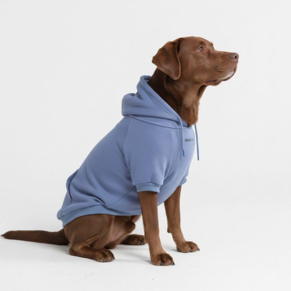 Spark Paws dog hoodie in slate blue, 3XL, soft warmth for outdoor walks