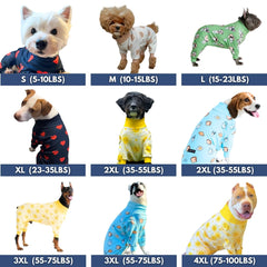 Spark Paws dog pajama side fit in breakfast blue, gentle hugging feel.