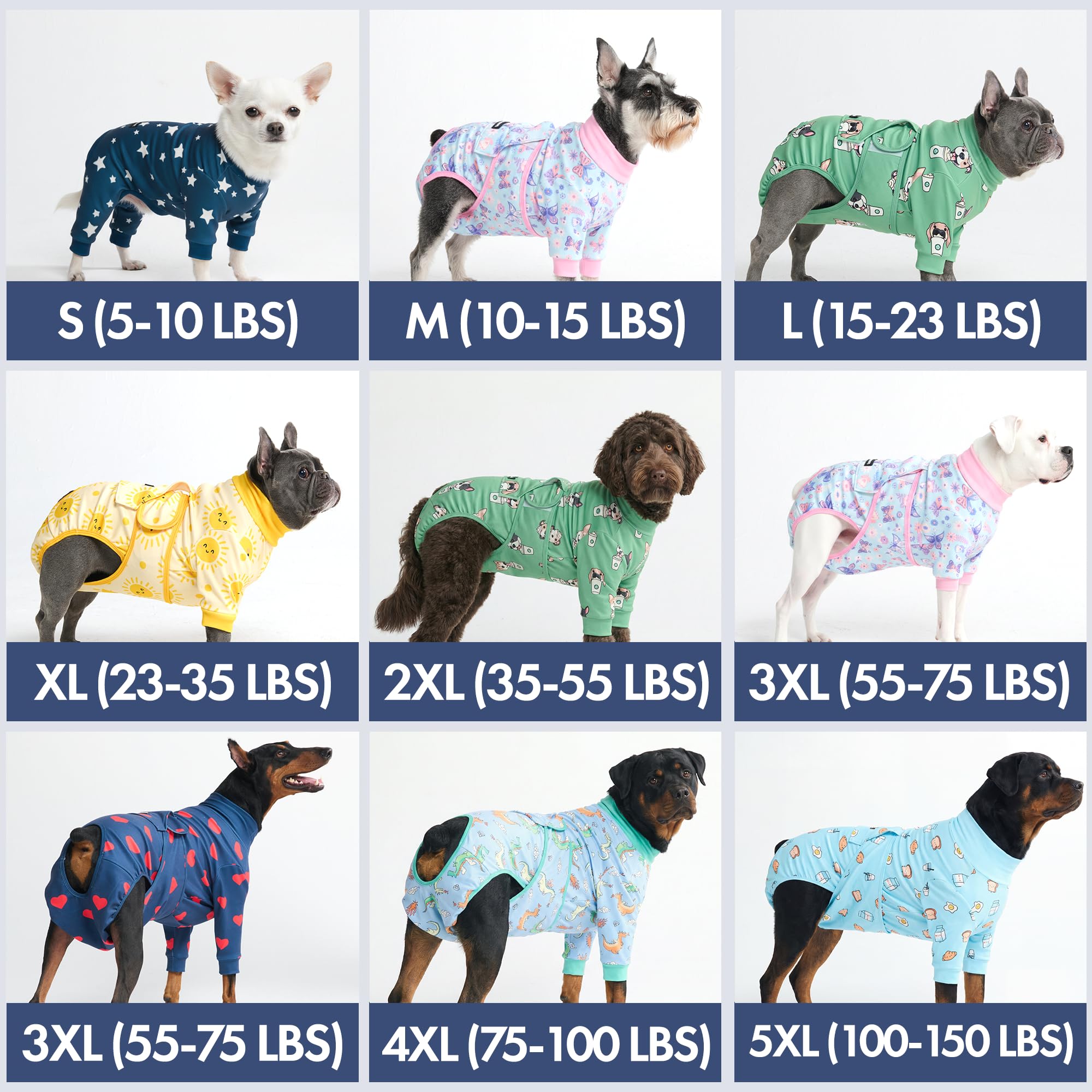 Spark Paws recovery suit on a resting dog demonstrates comfortable movement and ease