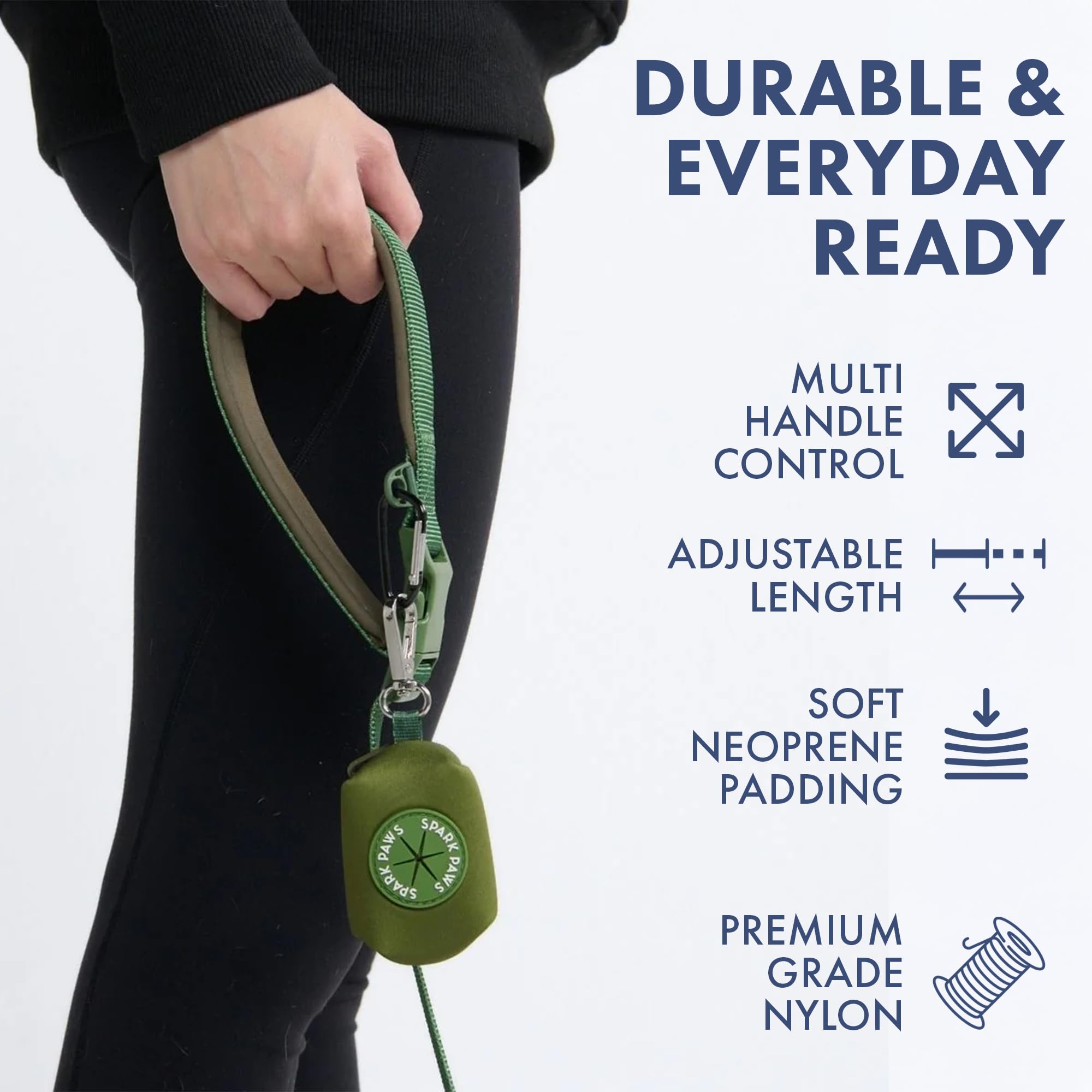 Spark Paws dual-padded handles give secure control in crowded areas