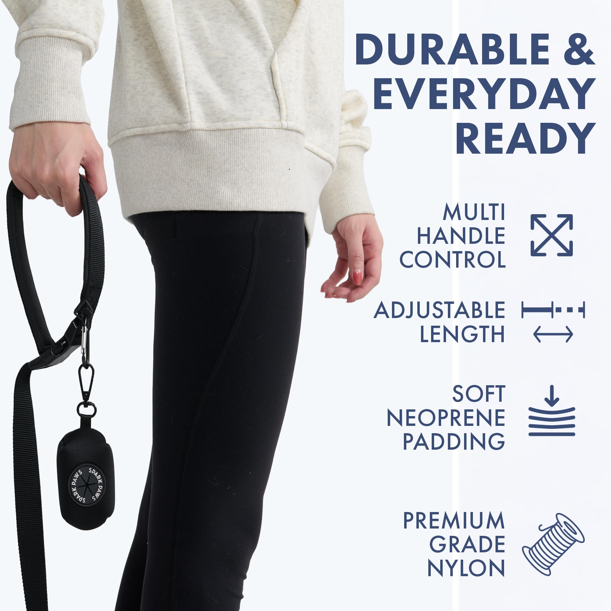 Spark Paws Dual padded handles offer versatile control in crowds