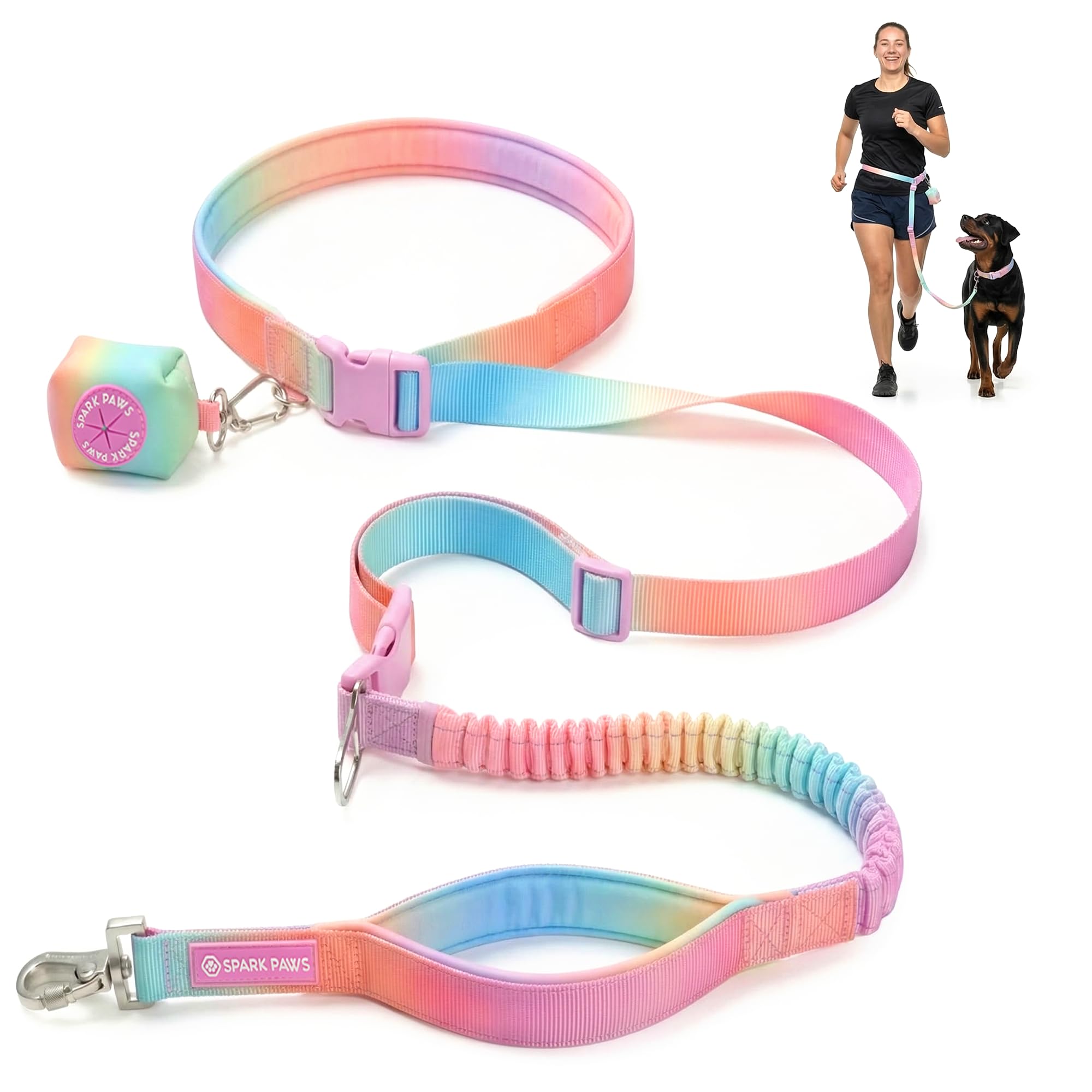 Spark Paws Handsfree Leash with waist bungee for hands-free walking and running