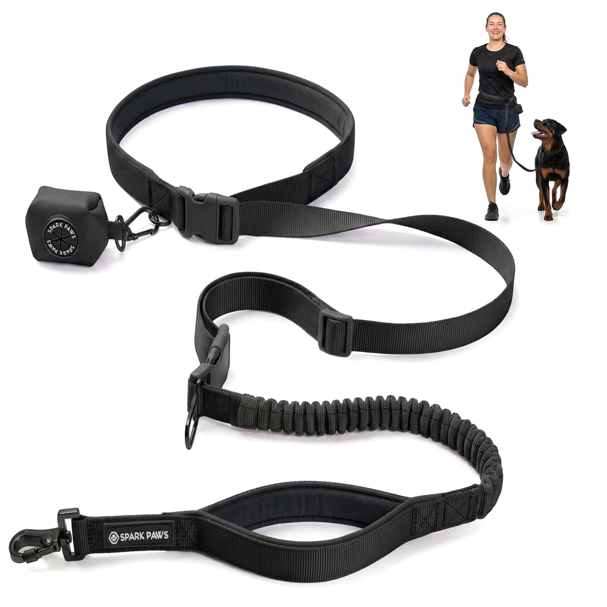 Spark Paws Handsfree Leash waist-bungee for hands-free running and control