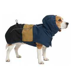 Spark Paws raincoat front view in blue provides full-body protection for rainy walks.