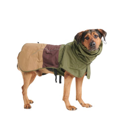 Spark Paws raincoat with full-body coverage protects dogs in rain.
