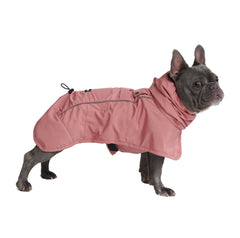 Spark Paws Sea Pink full-coverage dog raincoat keeps your dog dry.