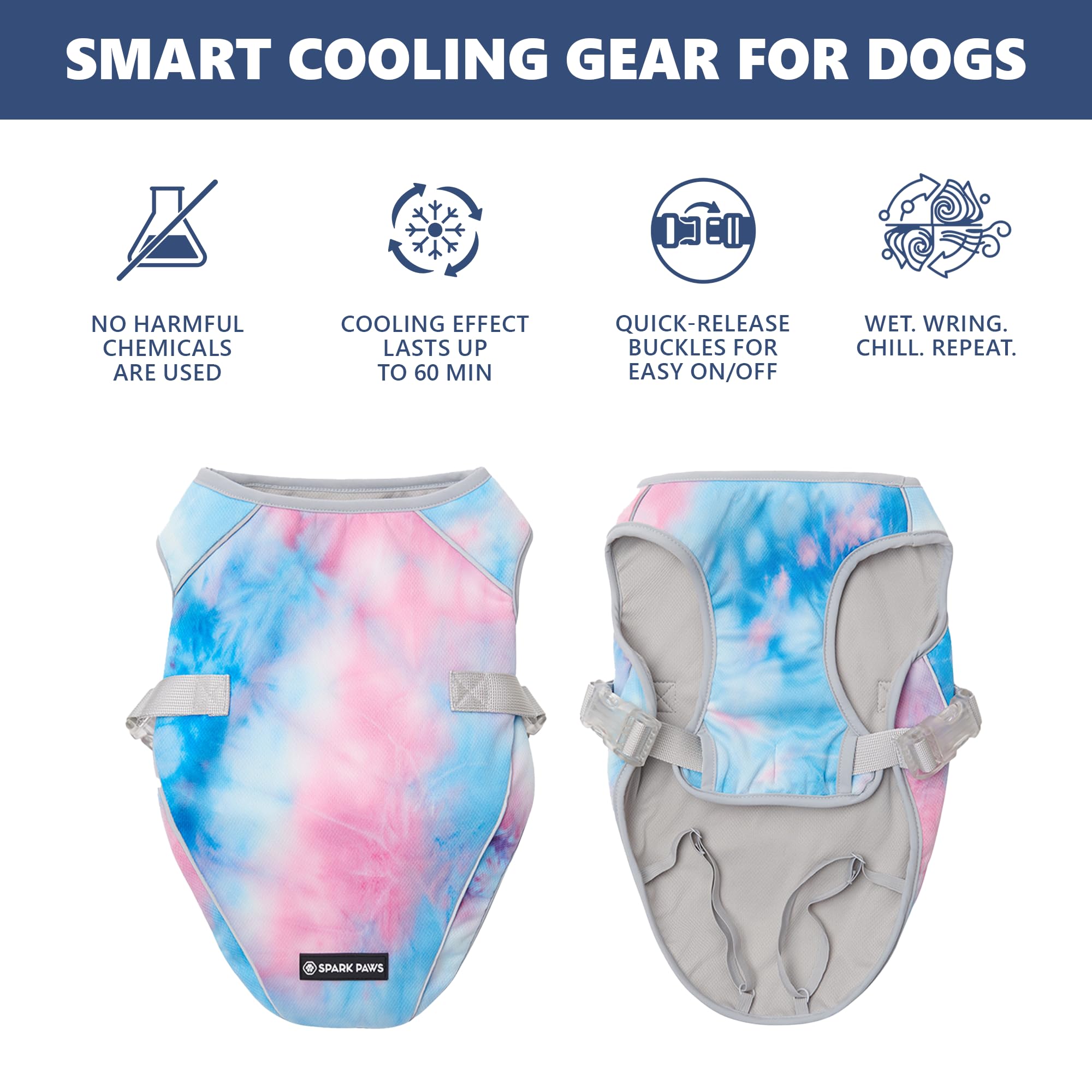 Spark Paws Snowcone Large Cooling Vest dampened for evaporative cooling
