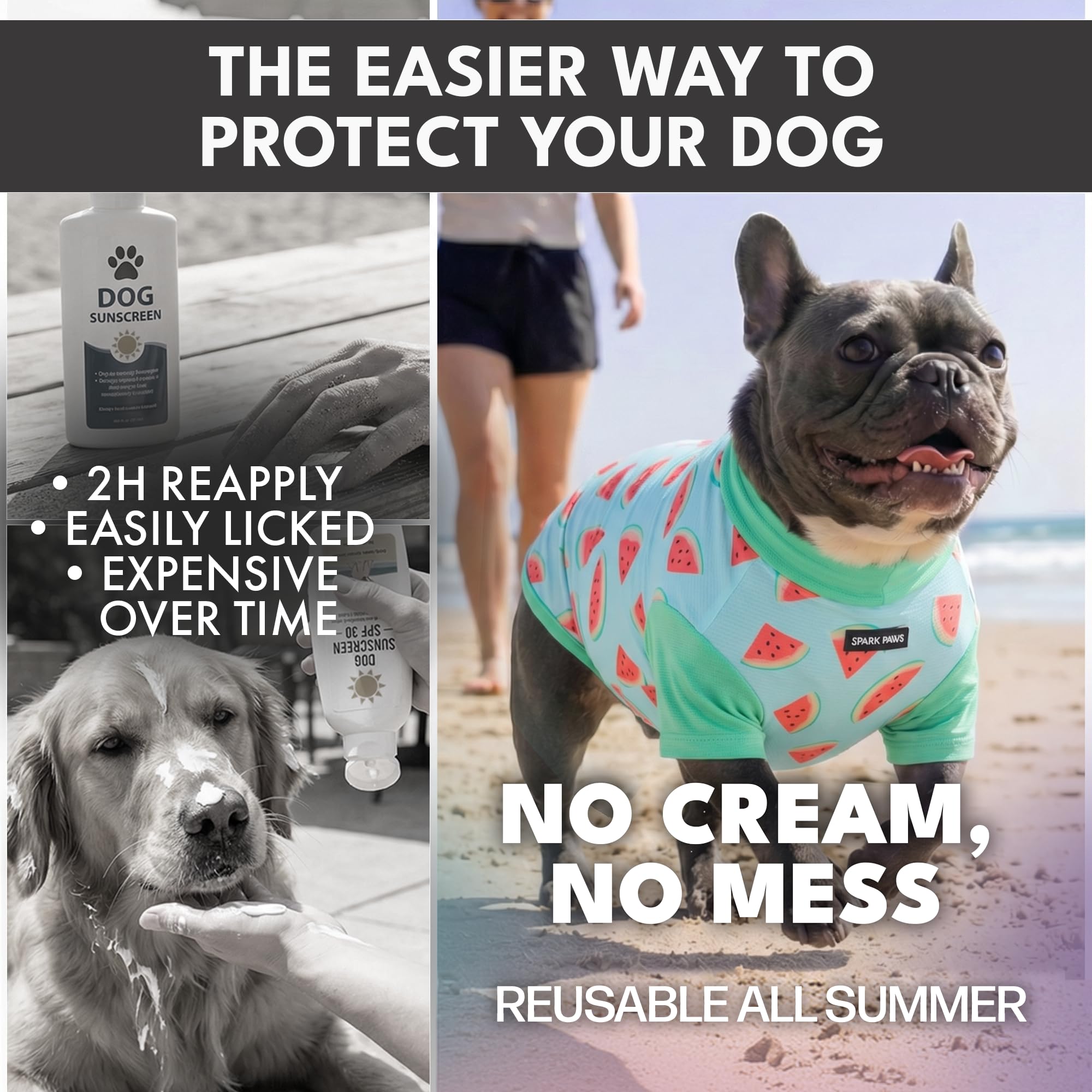 Spark Paws Sunblock Dog T-Shirt dirt and allergen barrier for easier cleaning after walks.