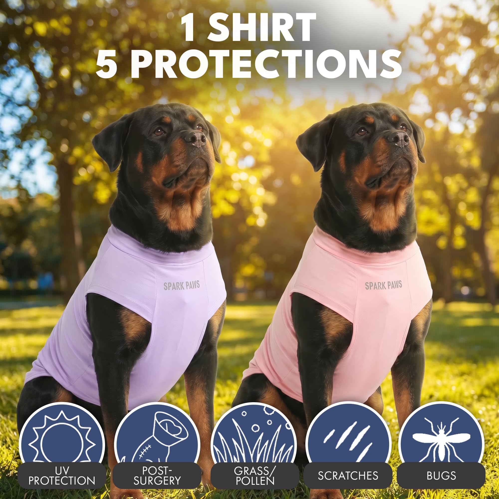 Spark Paws Sunblock tshirt lightweight; breathable fabric for all-day comfort.