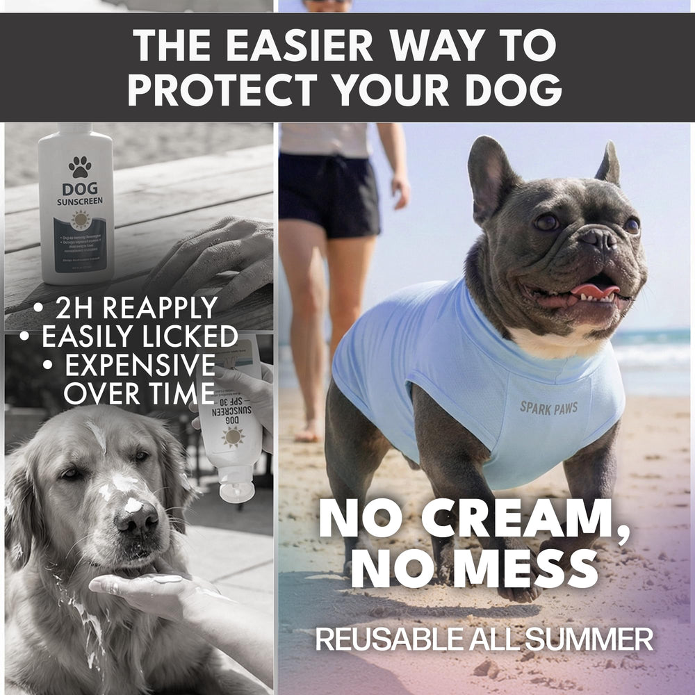 Spark Paws Sunblock Tee provides snug all-breed fit from S to XXL