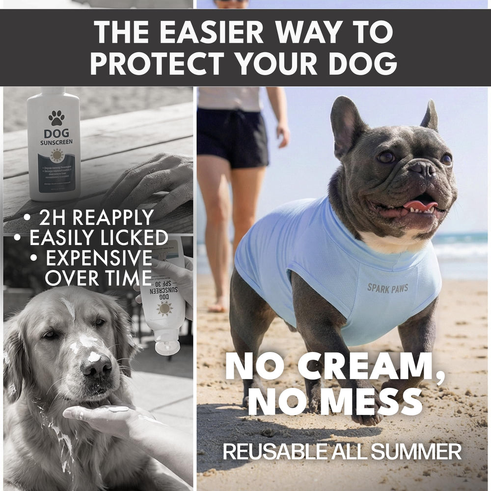 Snug fit Spark Paws Sunblock Dog T-Shirt suitable for all breeds