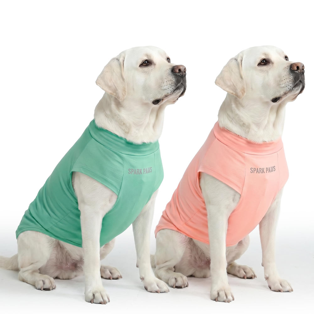 Spark Paws Sunblock dog t-shirt in peach provides SPF 30 protection for sensitive skin.