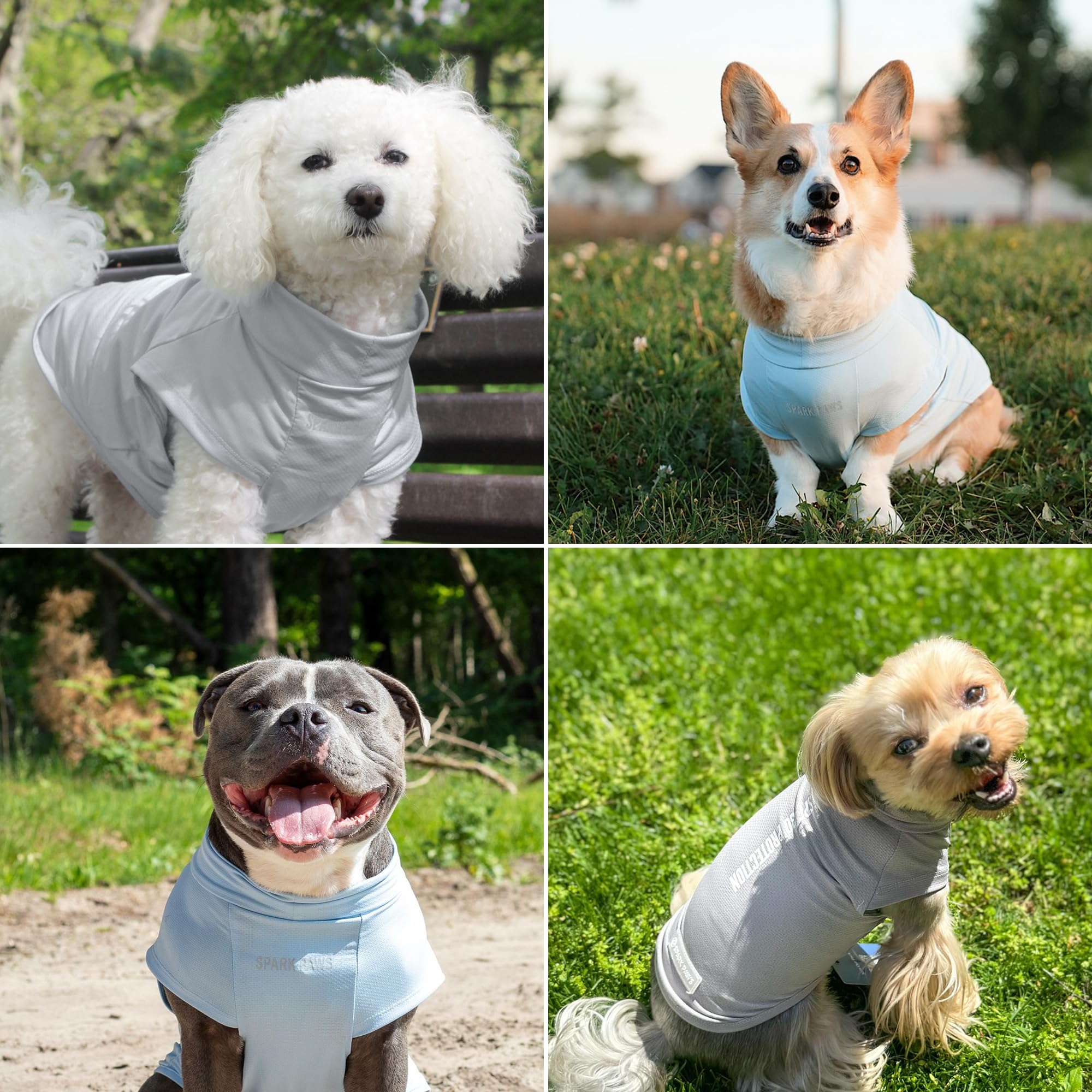 Spark Paws Sunblock Dog T-Shirt ideal for summer playtime and daily outings.
