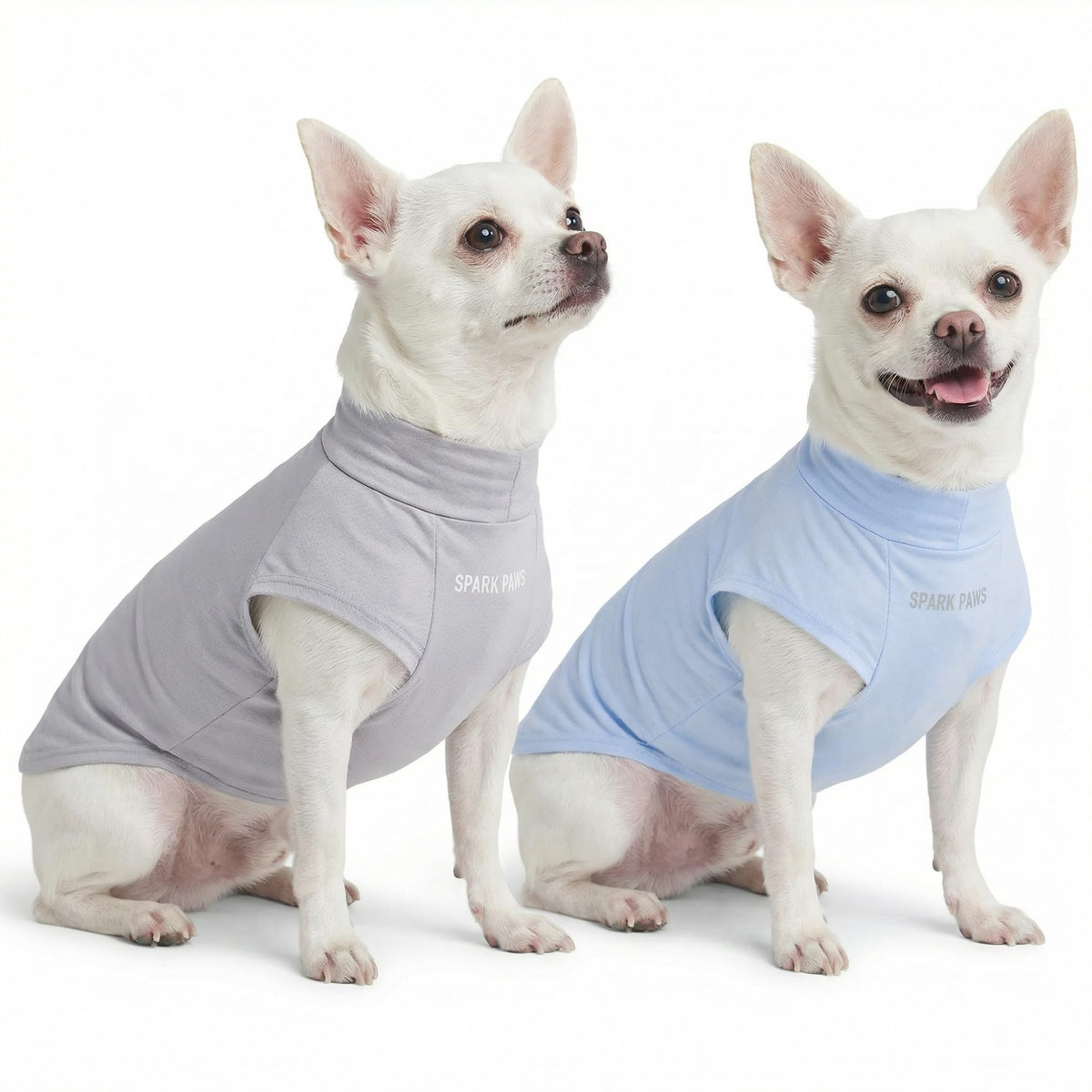 Spark Paws Sunblock Dog T-Shirt in blue; UV protection for sunny walks.