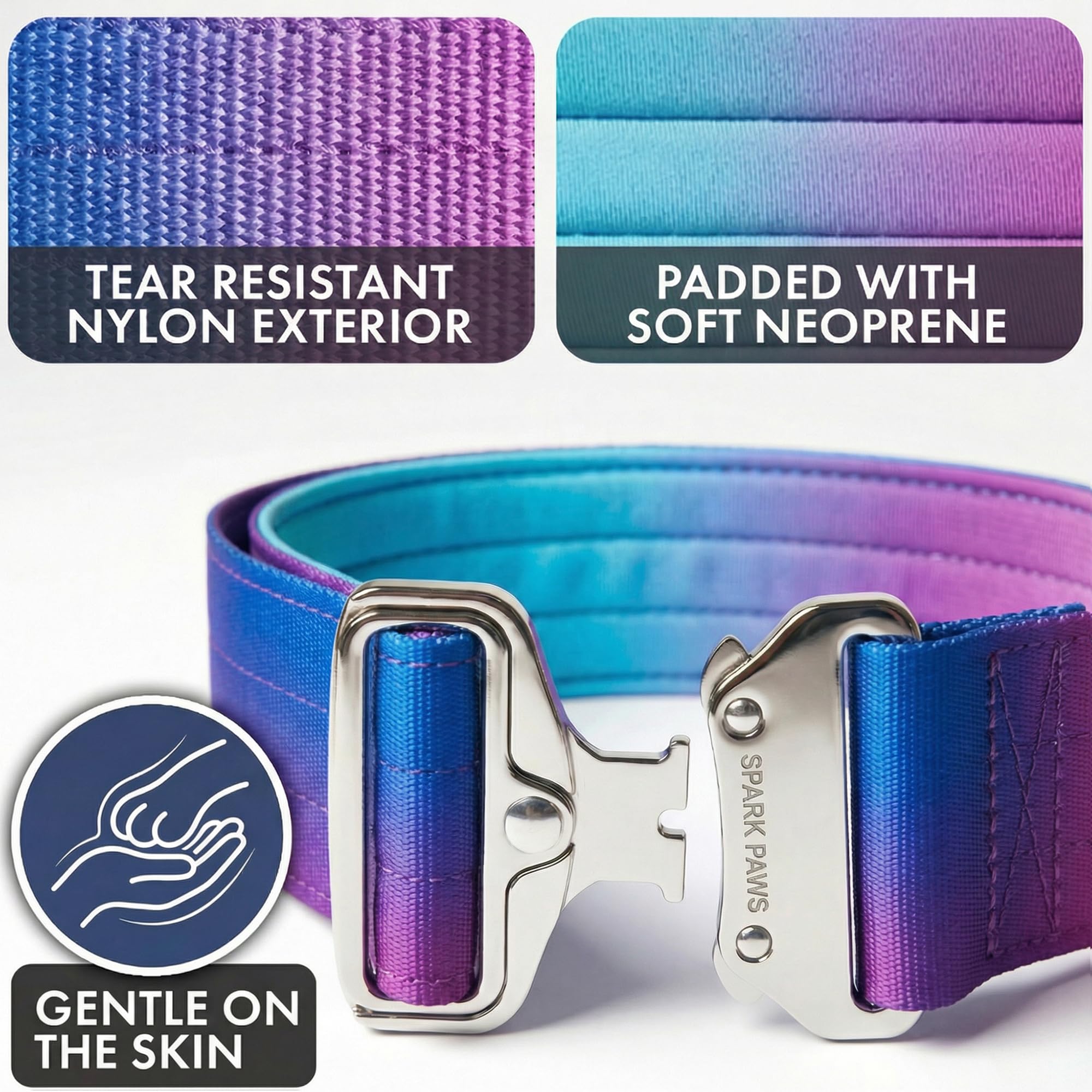 Spark Paws Tactical Collar premium nylon closeup showcasing durable materials for daily wear.