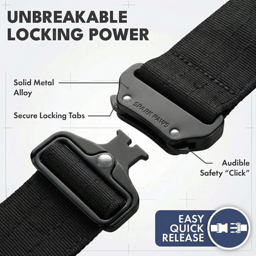 Spark Paws Tactical collar shows black finish with rugged, dependable construction.