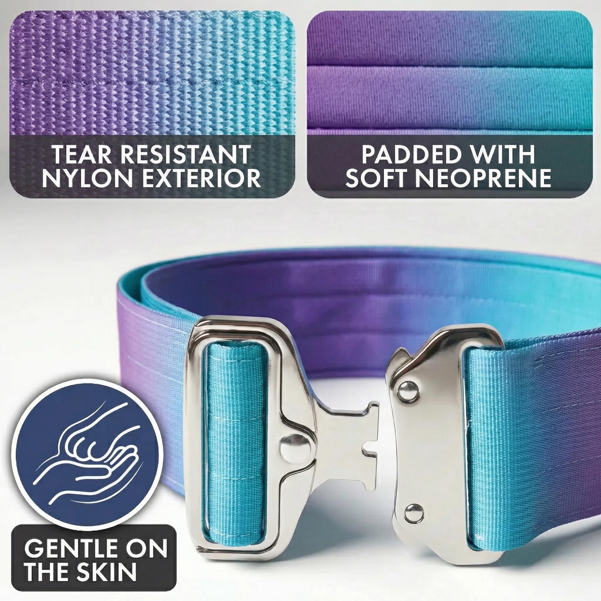 Spark Paws Tactical dog collar neoprene interior padding offers gentle comfort.