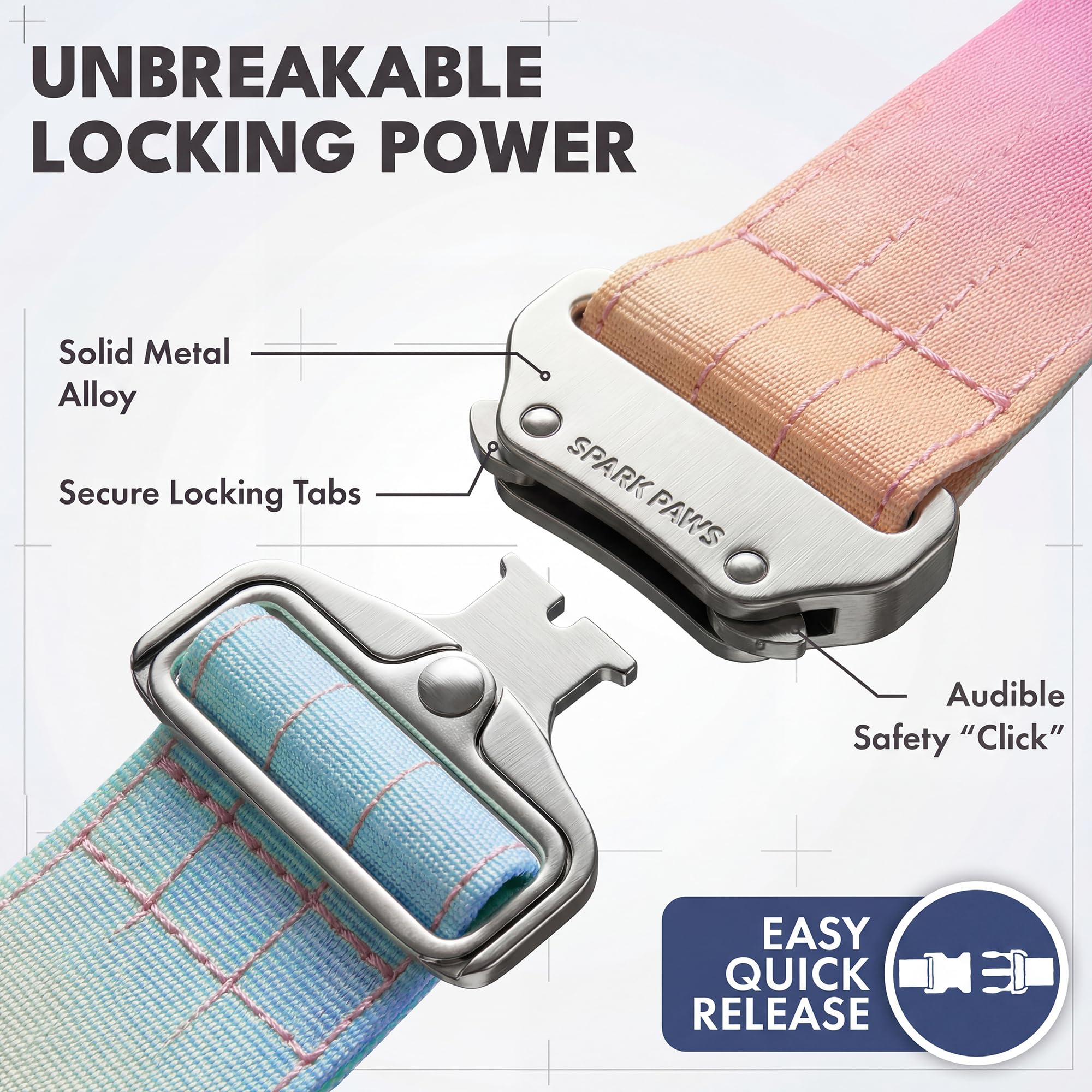 Spark Paws Tactical Dog Collar quick-release buckle for easy on and off