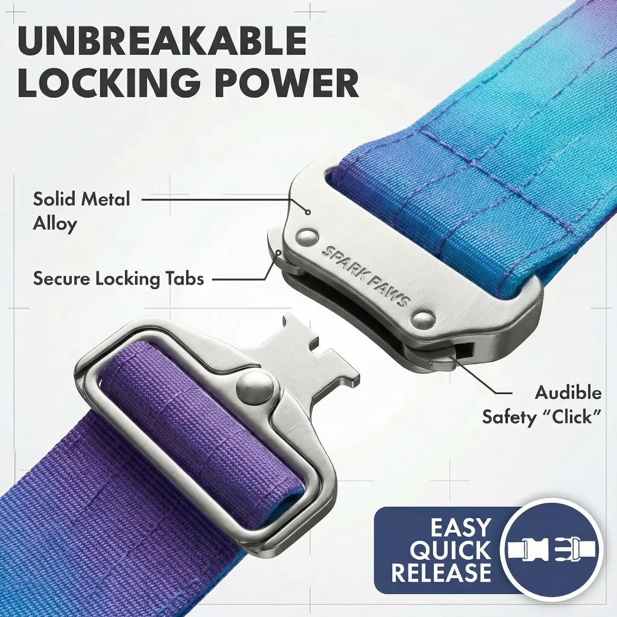 Spark Paws Tactical dog collar quick-release buckle enables easy on/off during busy walks.