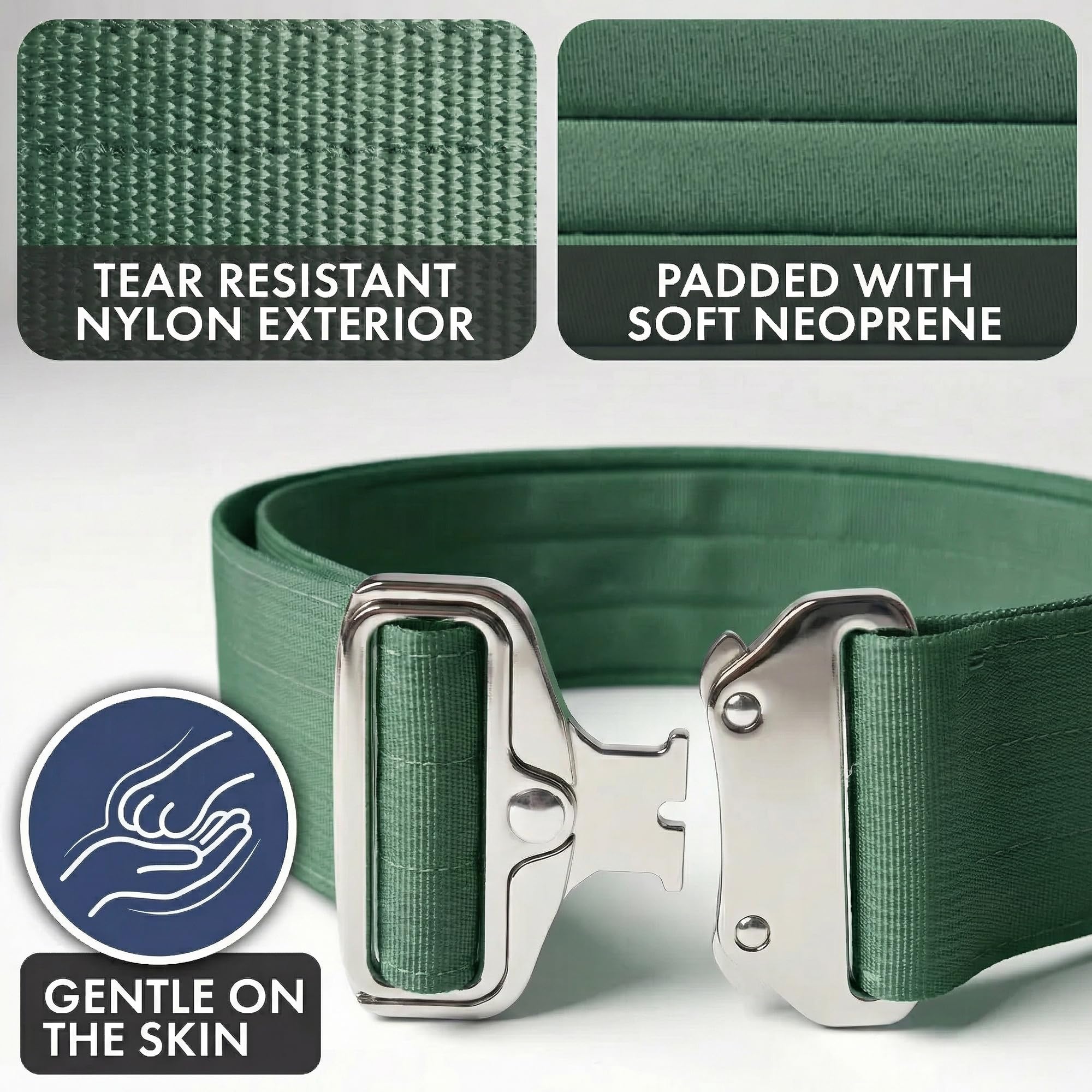 Spark Paws Tactical Collar in solid green for high visibility on walks.