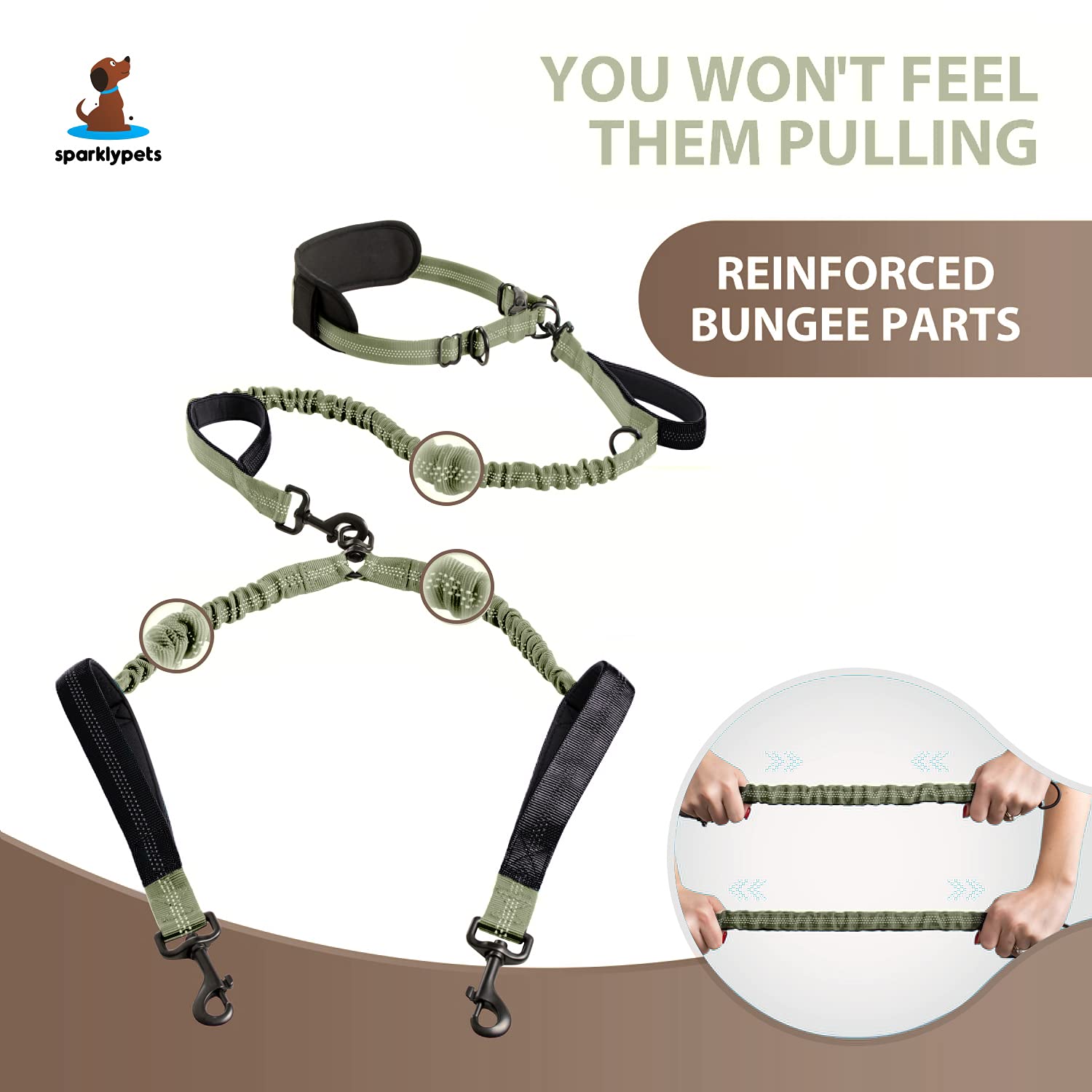 SparklyPets foam-padded handles for comfortable, controlled walking.