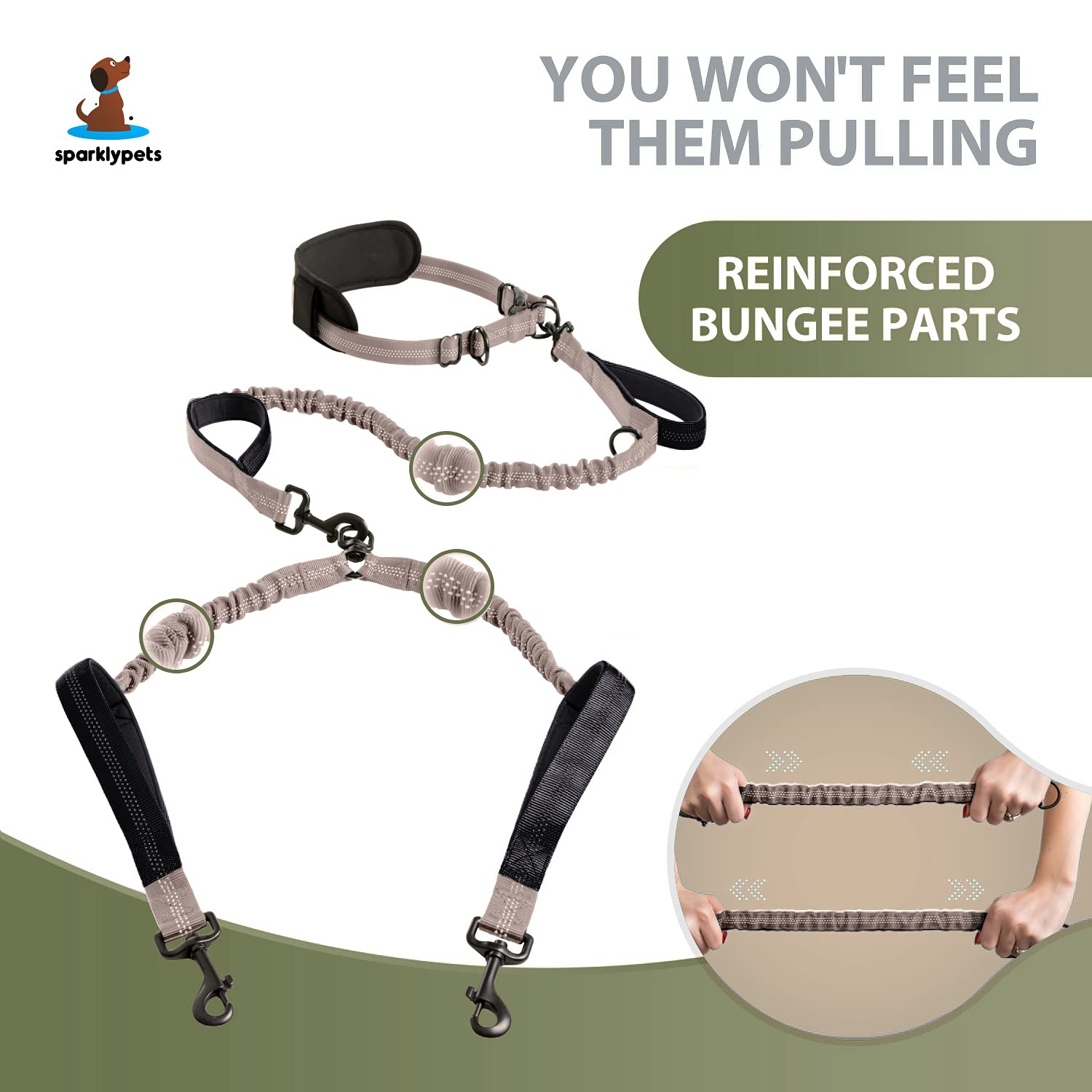 SparklyPets No-Tangle Swivel Connector keeps leashes from tangling during strolls.
