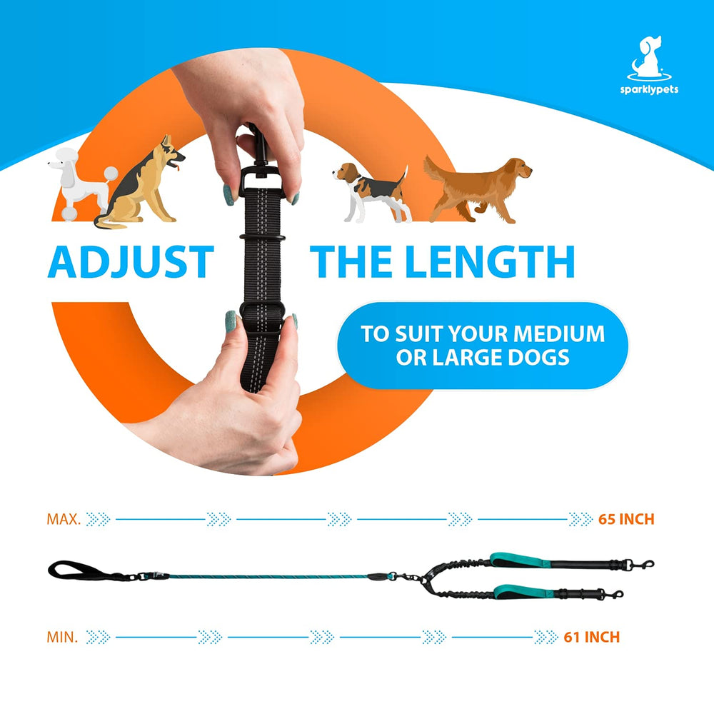 SparklyPets padded triple-handle leash gives extra control on busy sidewalks.