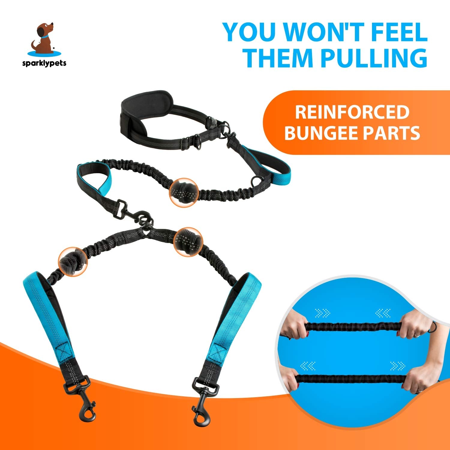 SparklyPets padded handles provide secure control on busy sidewalks