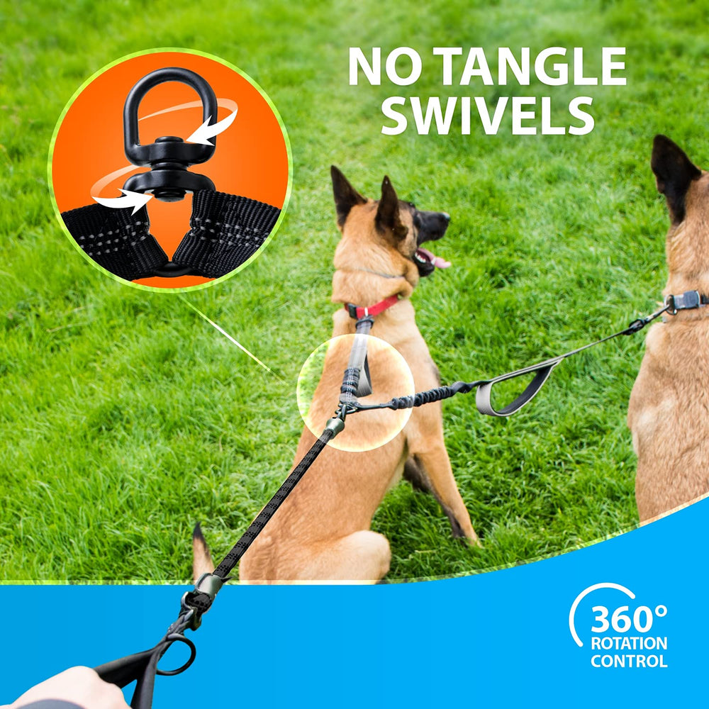 SparklyPets Rope Bungee Dual Leash absorbs shocks for calmer walks.