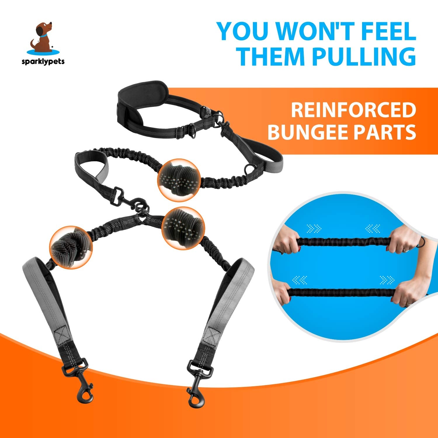 SparklyPets tangle-free swivel prevents leash tangles during runs.