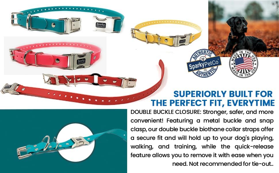 Waterproof, odor-resistant E-collar strap that cleans easily.
