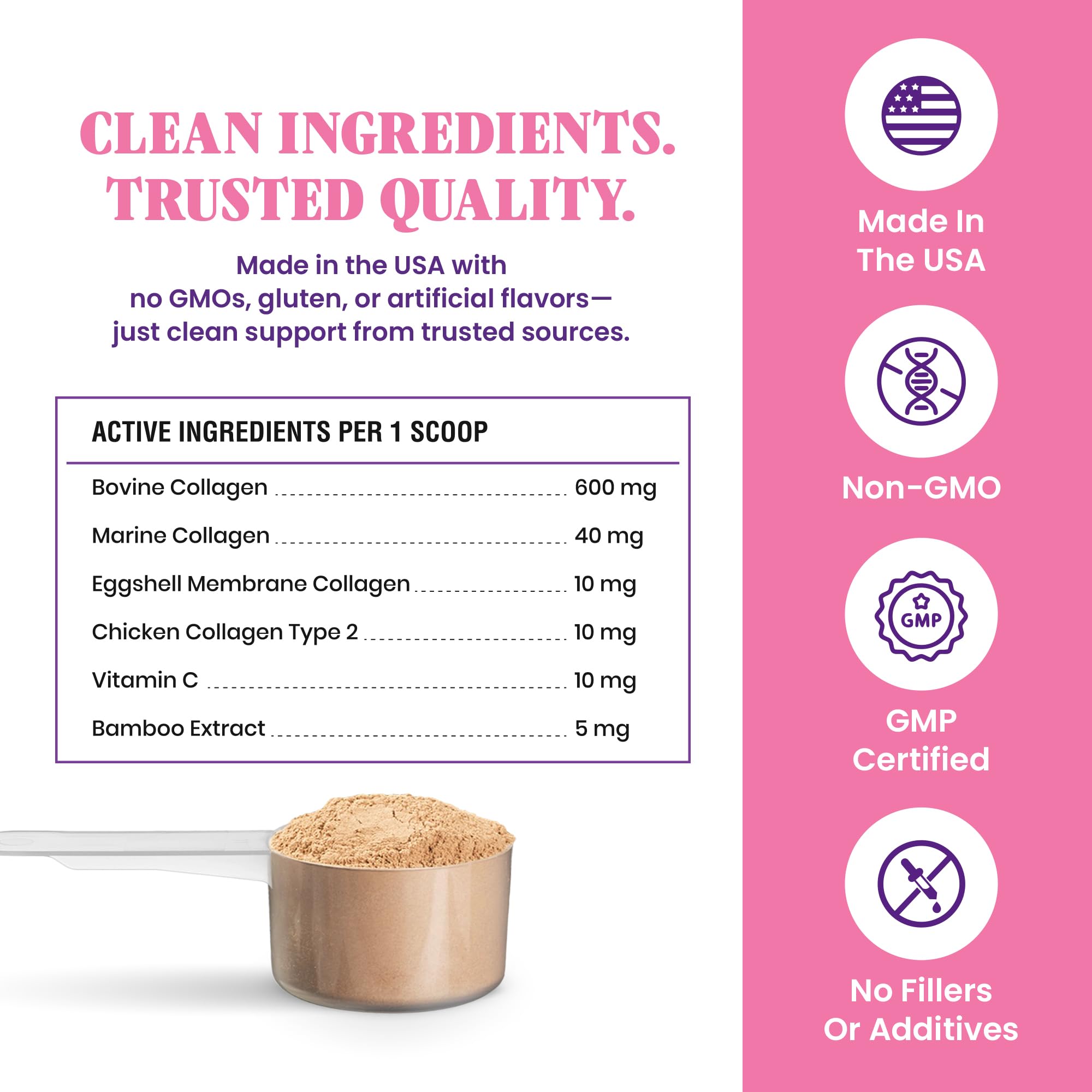 Special Breed 5X Collagen powder scoop for easy daily dosing.