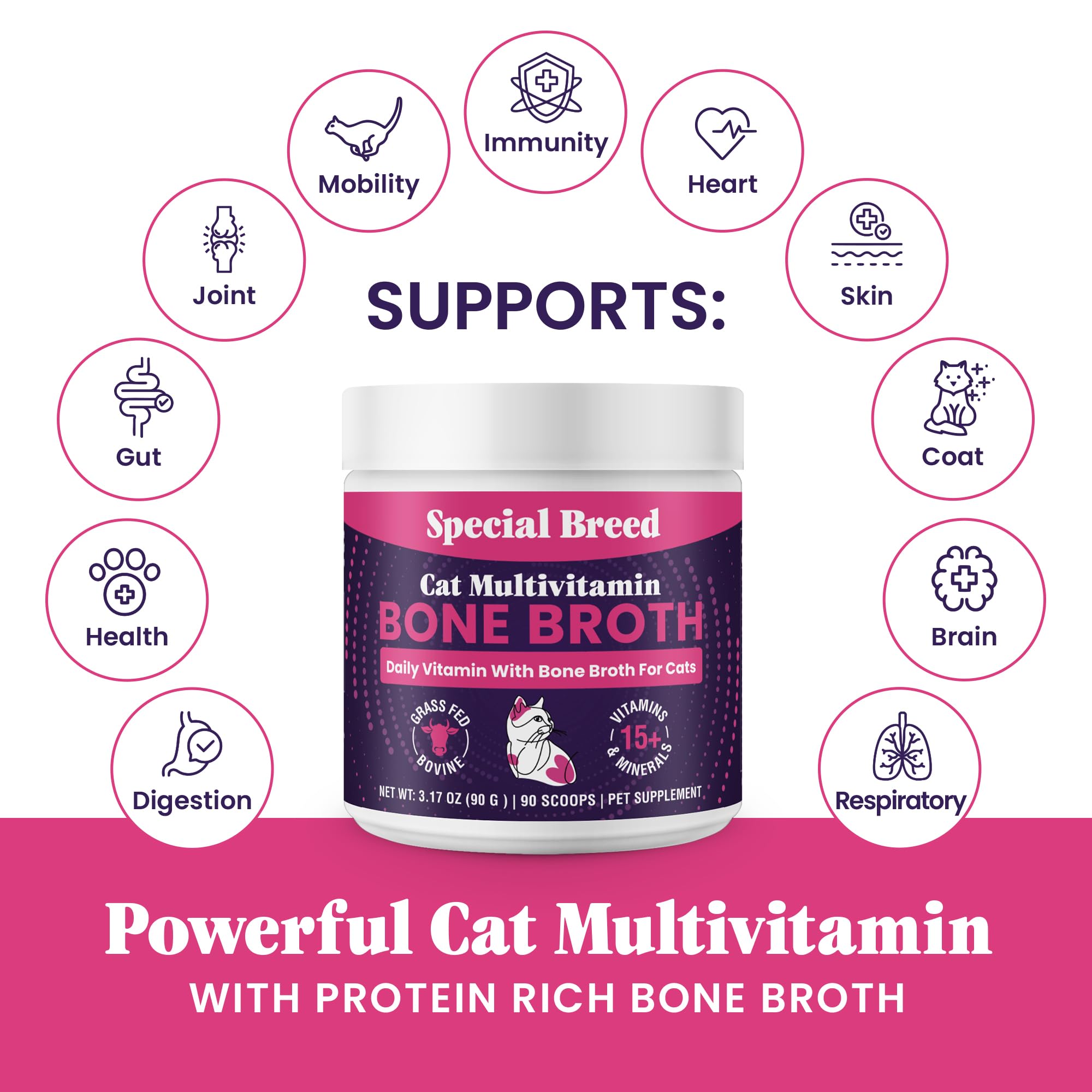 Special Breed bone broth powder dissolving in water for broth.