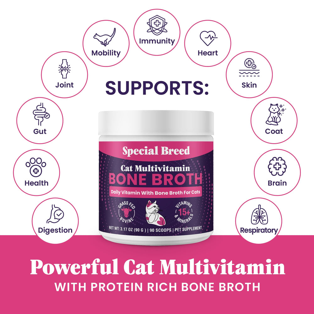 Special Breed bone broth powder dissolving in water for broth.