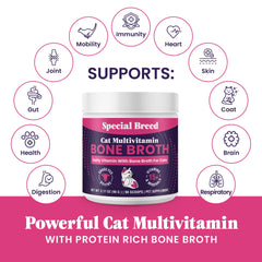 Special Breed bone broth powder dissolving in water for broth.