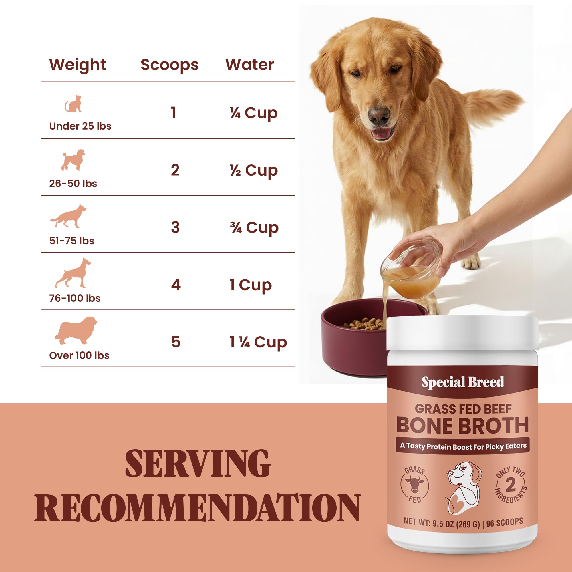 Special Breed bone broth powder packaging highlights clean ingredients.